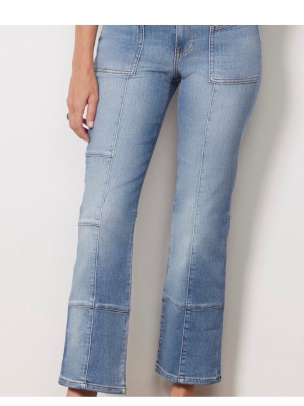 Kut from the Kloth Light Blue Patchwork Flare Jeans Denim